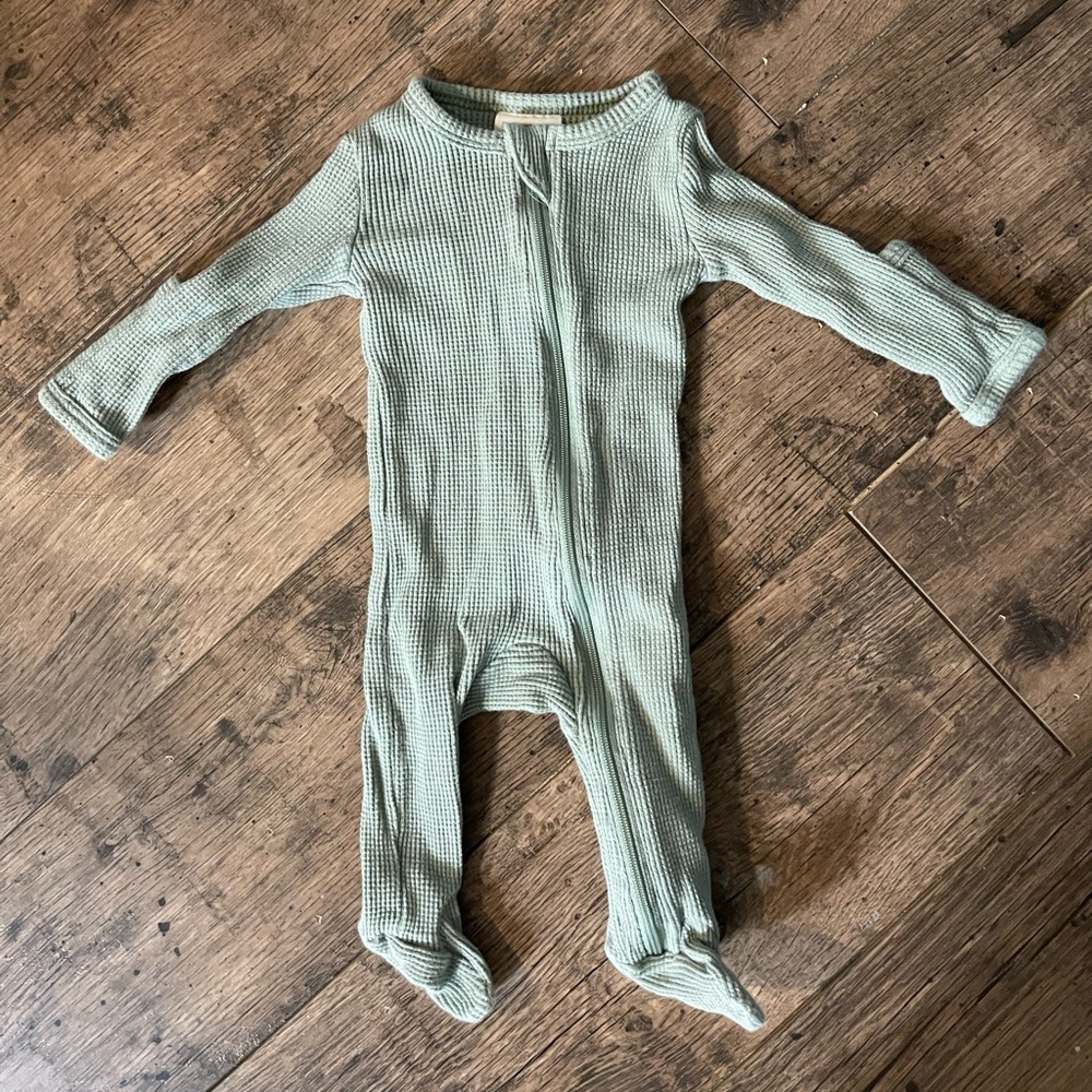 Spearmint footed onesie